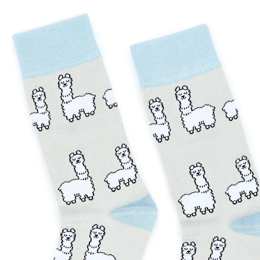 close up to grey blue alpaca bamboo socks