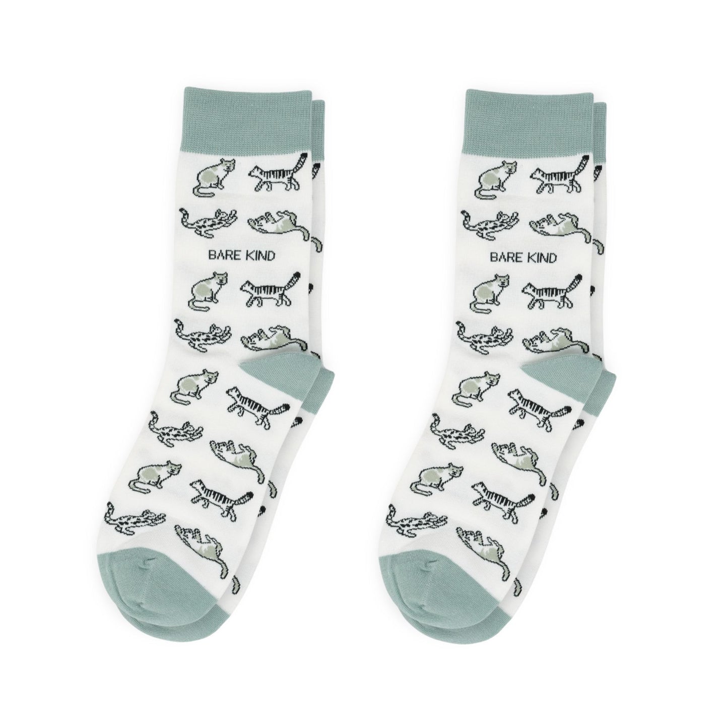 Pair of green cat bamboo socks