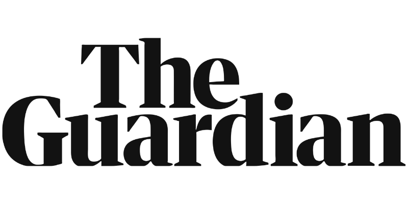 Black text 'The Guardian' on a white background