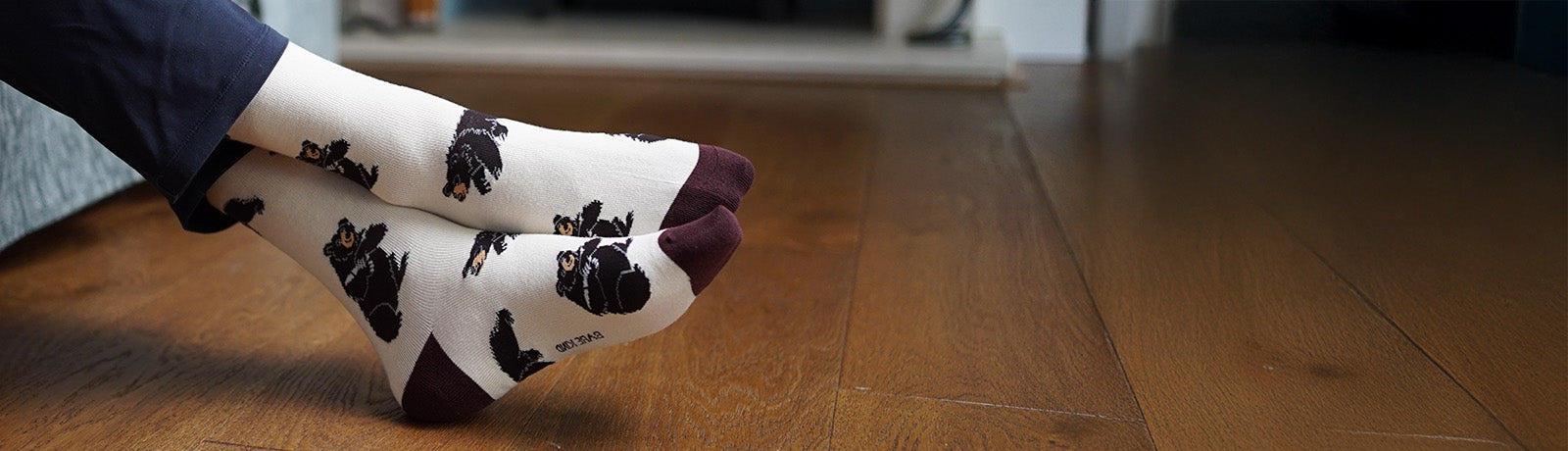 Person wearing Black Bear bamboo socks