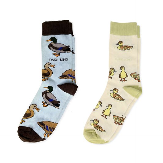 flat lays of duck, ducklings bamboo socks
