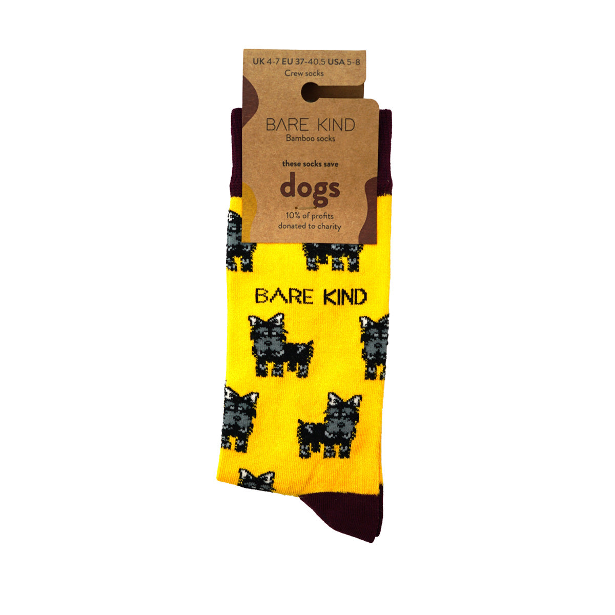 Packaging of highland dog bamboo socks