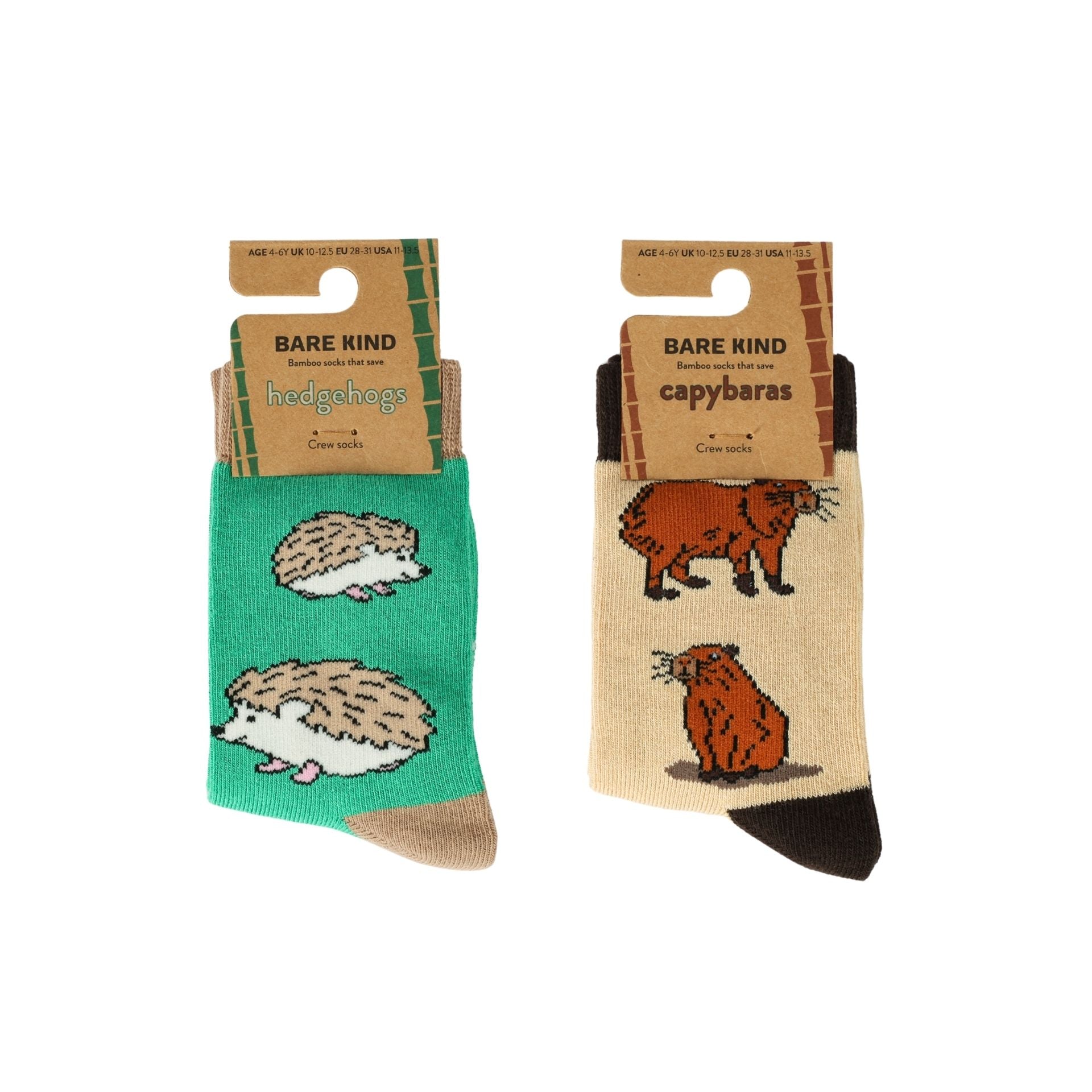 Kids hedgehogs and capybara socks