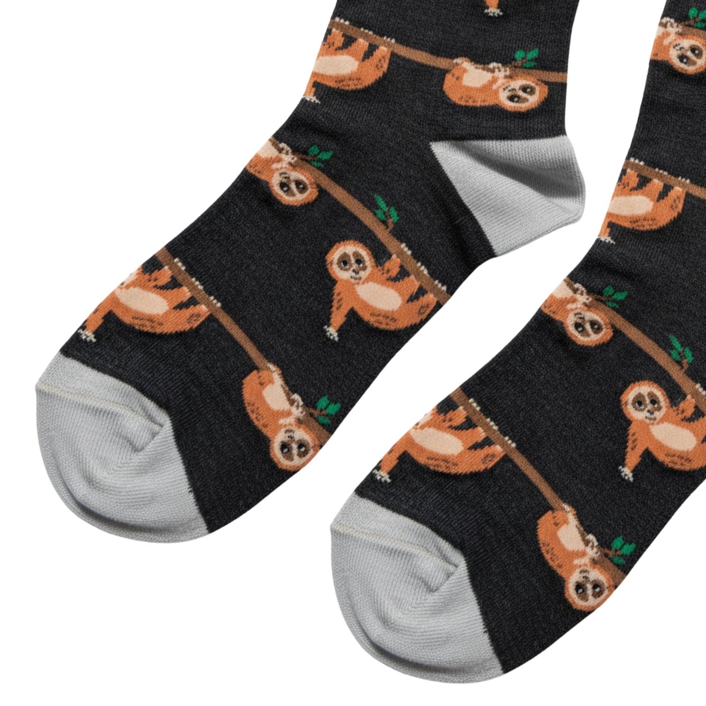 Pair of Slow Loris bamboo socks on a white background