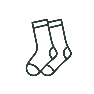 Line drawing of a pair of socks on a white background