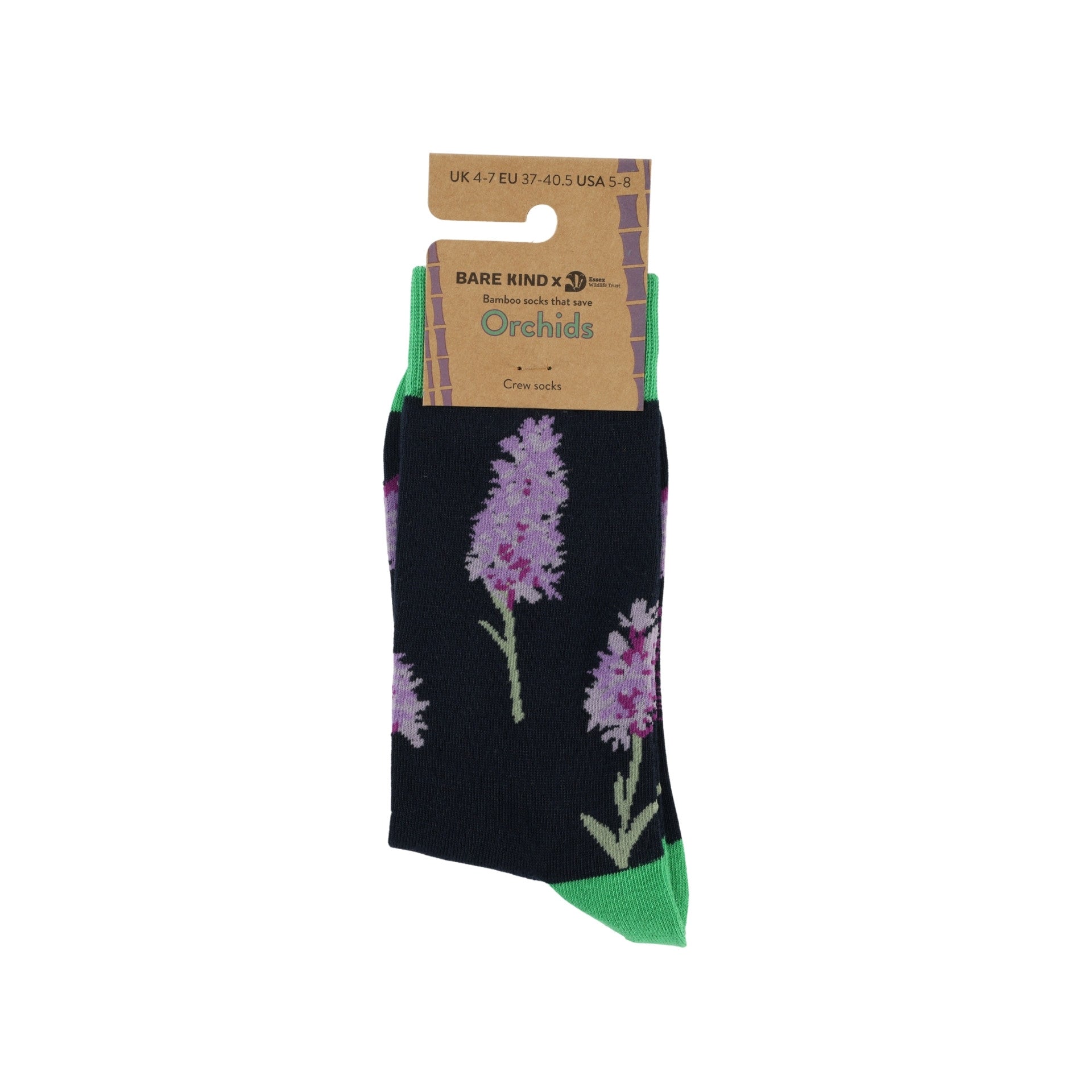 orchid bamboo socks packaging