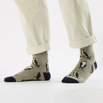 Person wearing Osprey bamboo socks on a white background