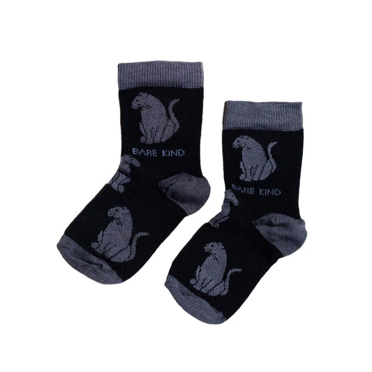 black kids bamboo socks in black panther design