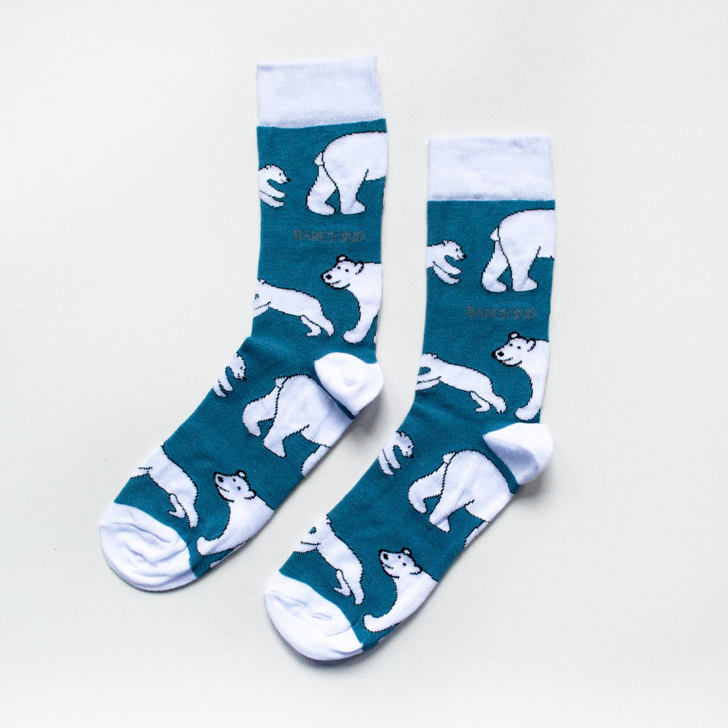 flat lay of bamboo polar bear socks 