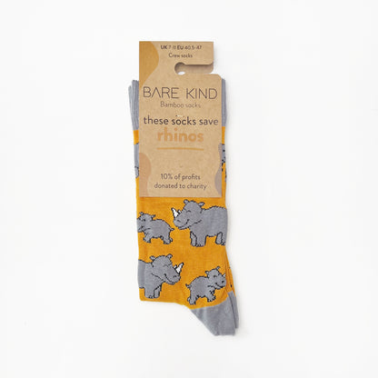 Save the Rhinos Bamboo Socks