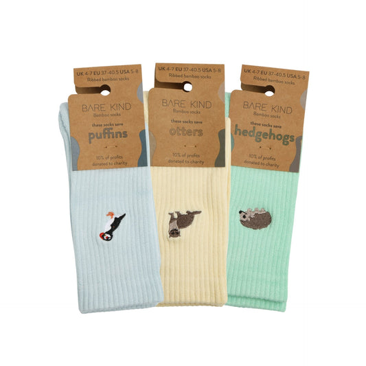Ribbed pastel socks in 100% recyclable packaging