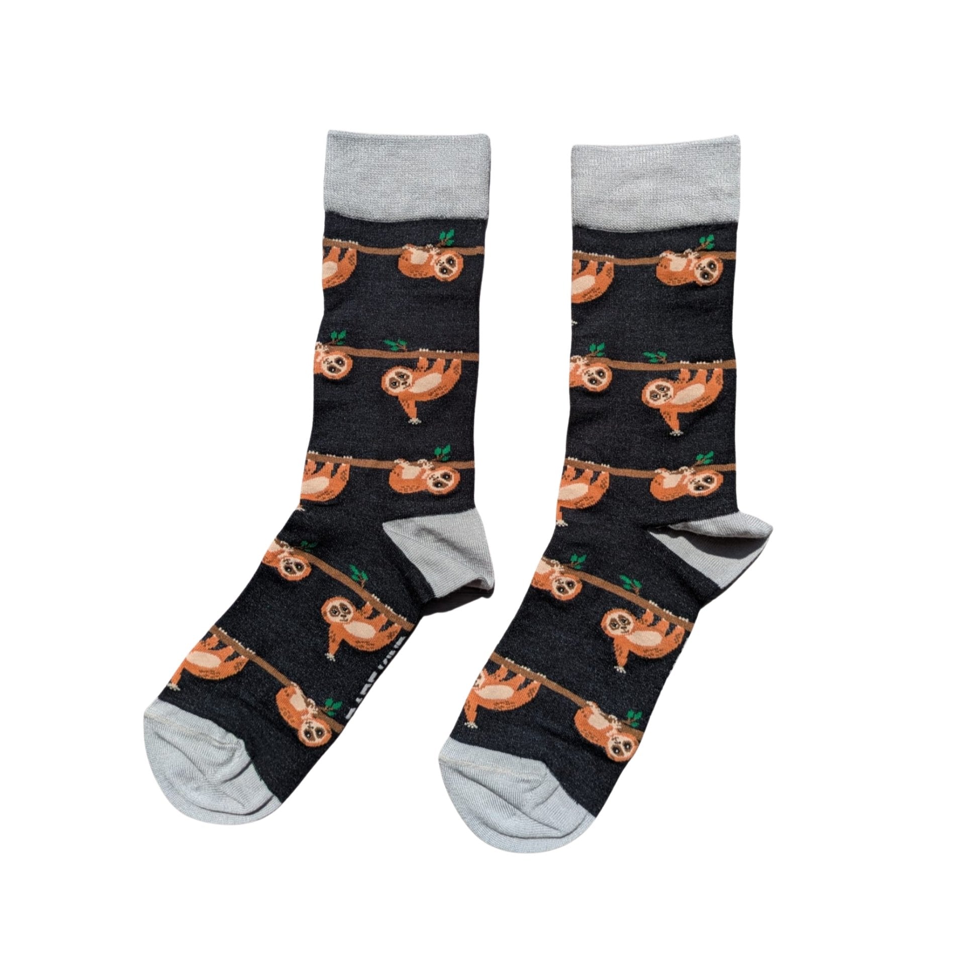 Pair of Slow Loris bamboo socks on a white background