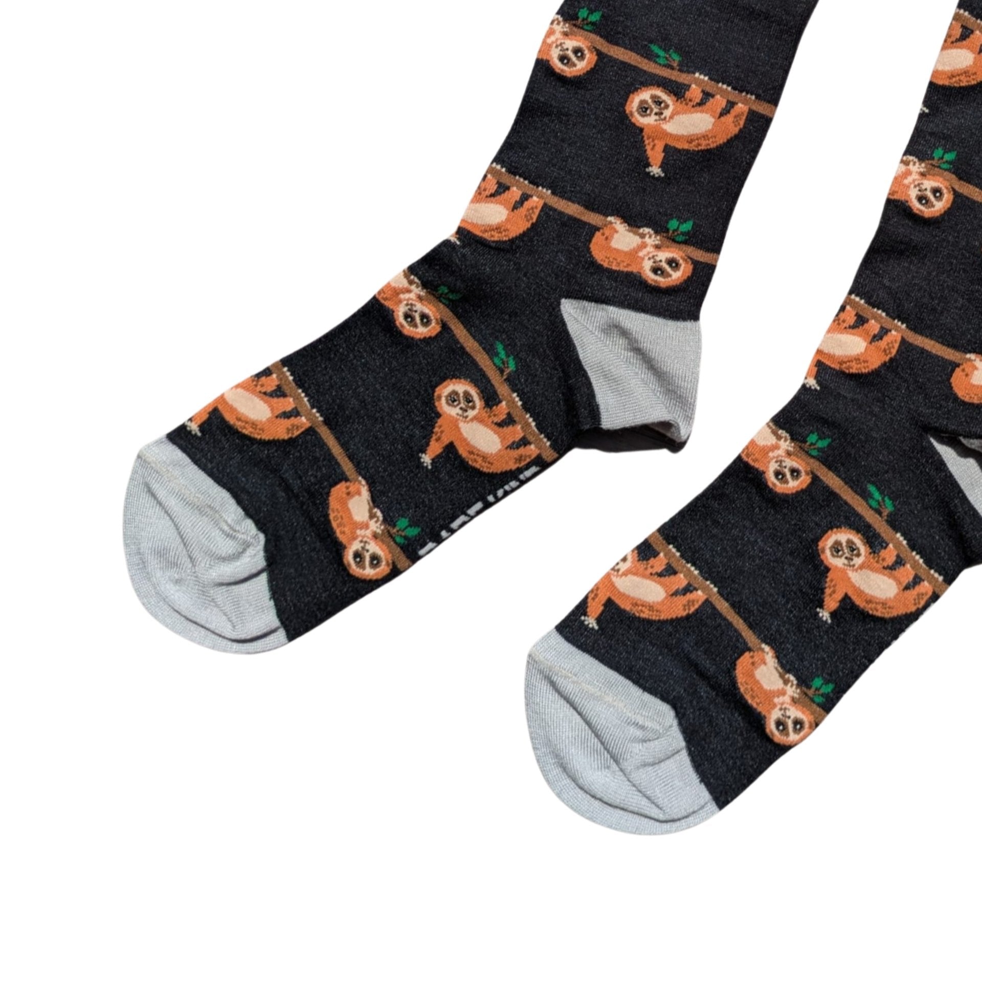 Slow Loris bamboo socks on a white background