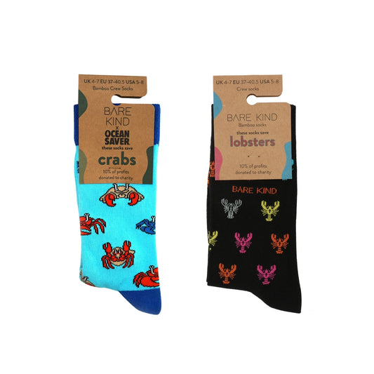 Crab bamboo socks and lobster bamboo socks