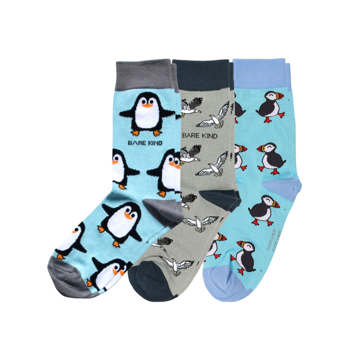 penguins, seagulls and puffins socks