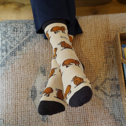 person wearing capybaras bamboo socks