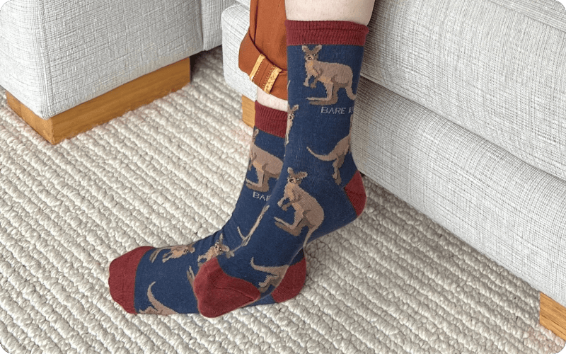 Model wearing Wallaby bamboo socks