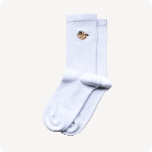 Flat lay of White Sloth Bamboo Socks