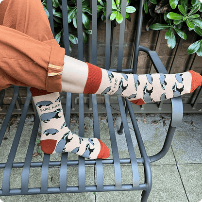 model wearing Badger bamboo socks