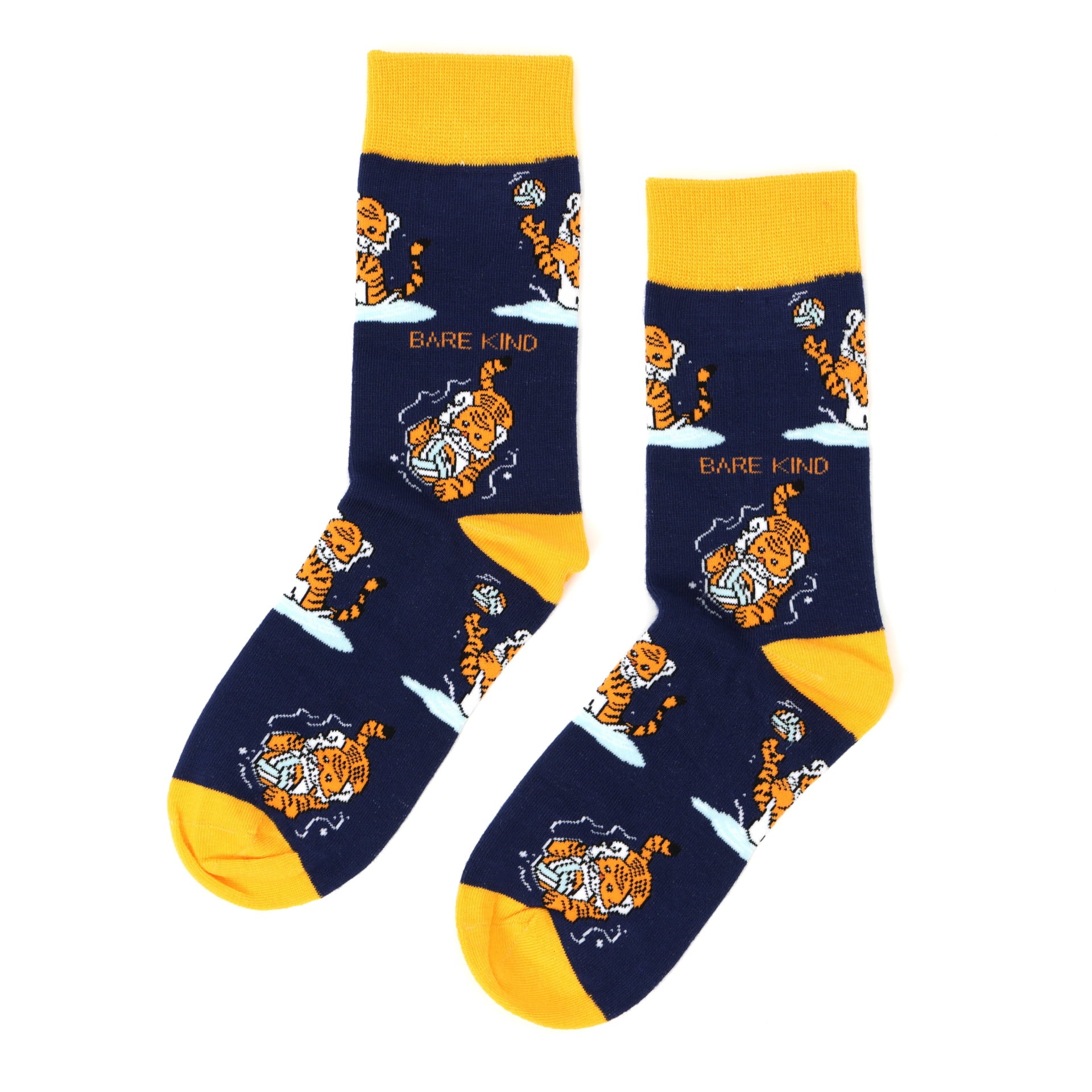 flat lay image of sporty tiger bamboo socks