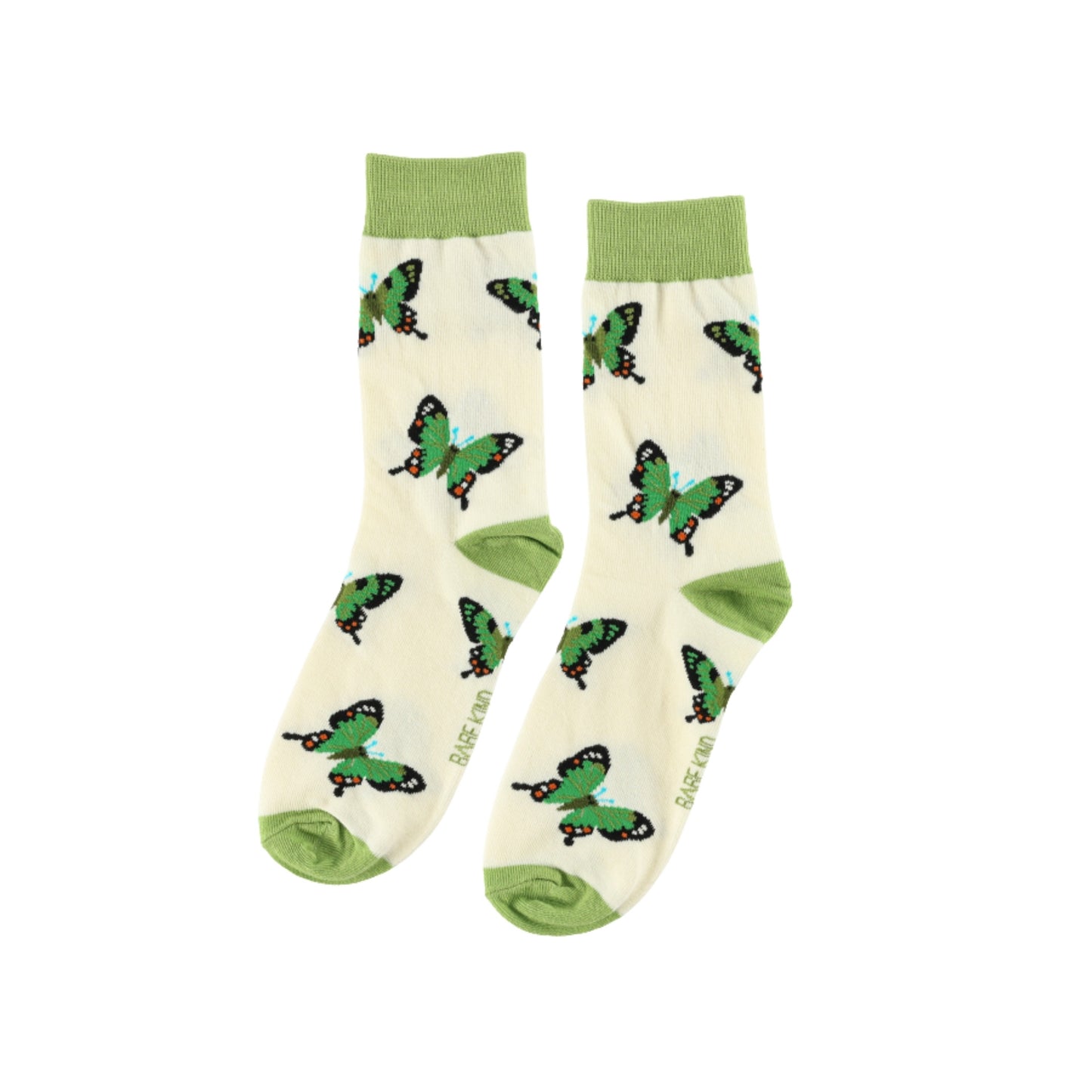 Flat lays of Green Butterfly socks