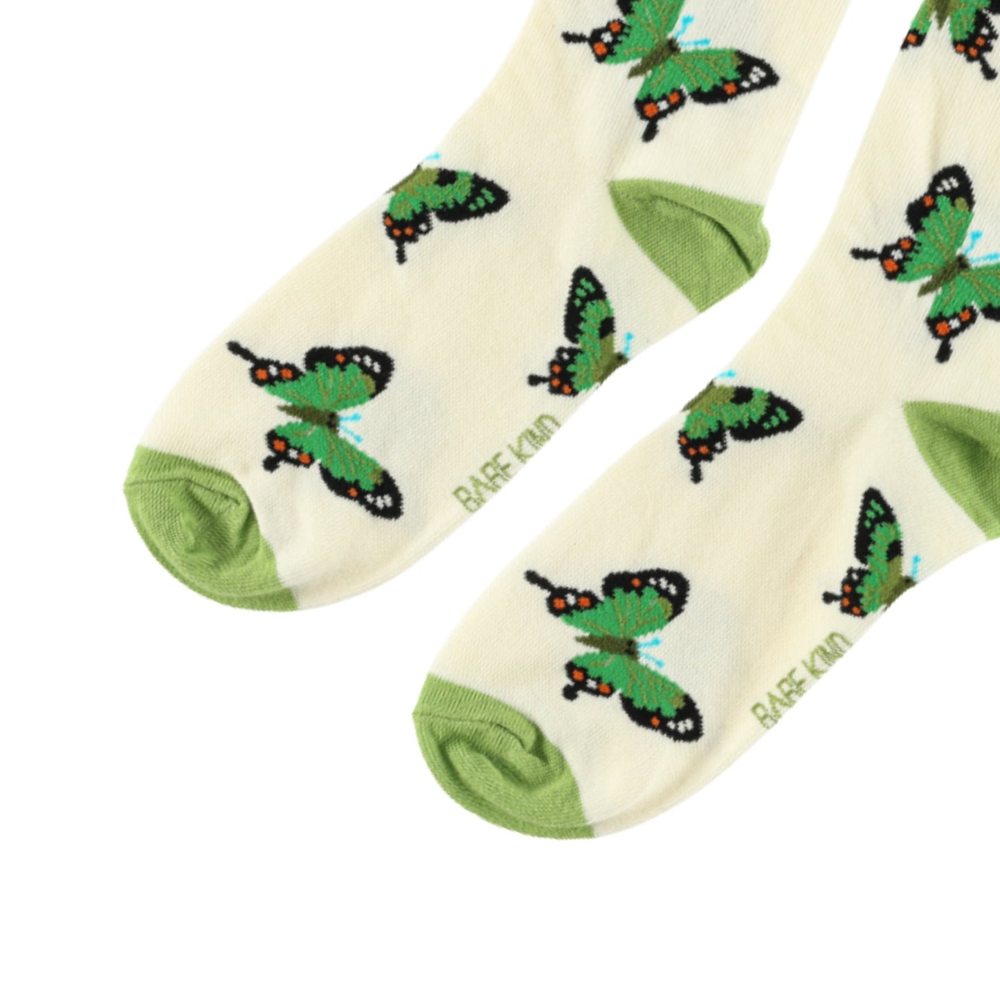 Flat lays of Green Butterfly socks
