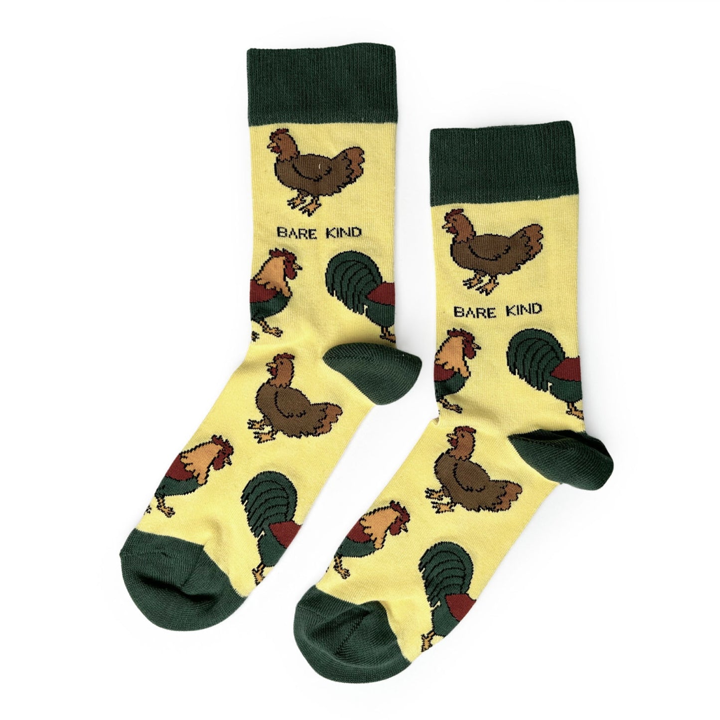 flat lay of yellow chicken bamboo socks