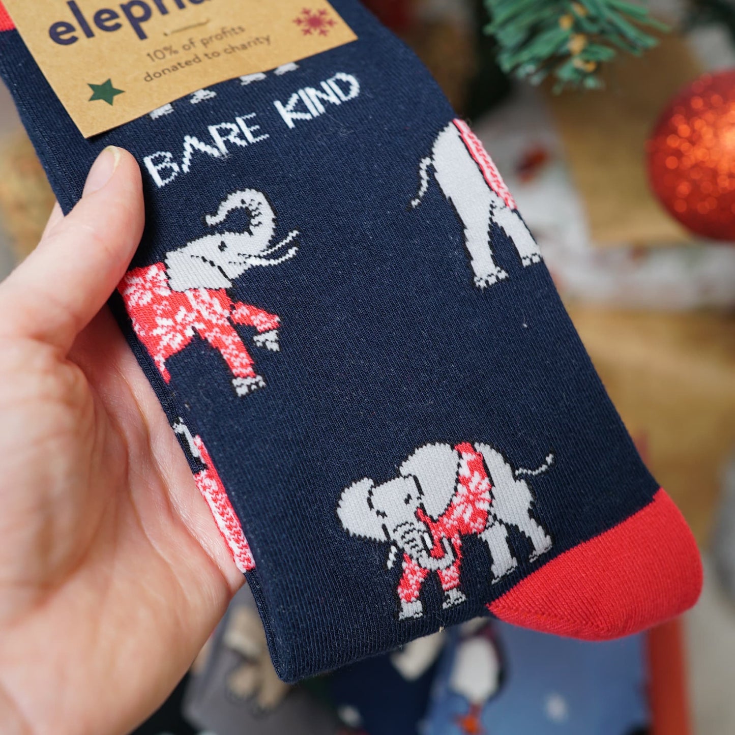 christmas elephant bamboo socks