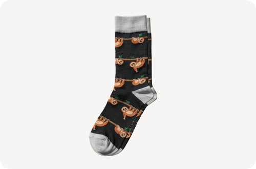 Sock with slow loris pattern on a white background