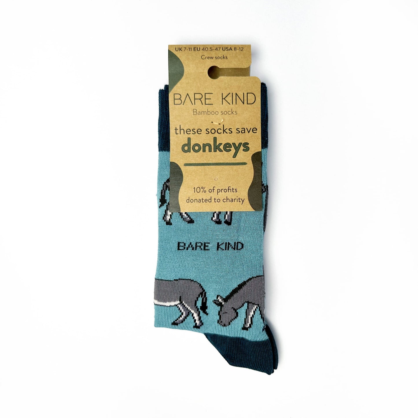 packaging of blue donkey bamboo socks