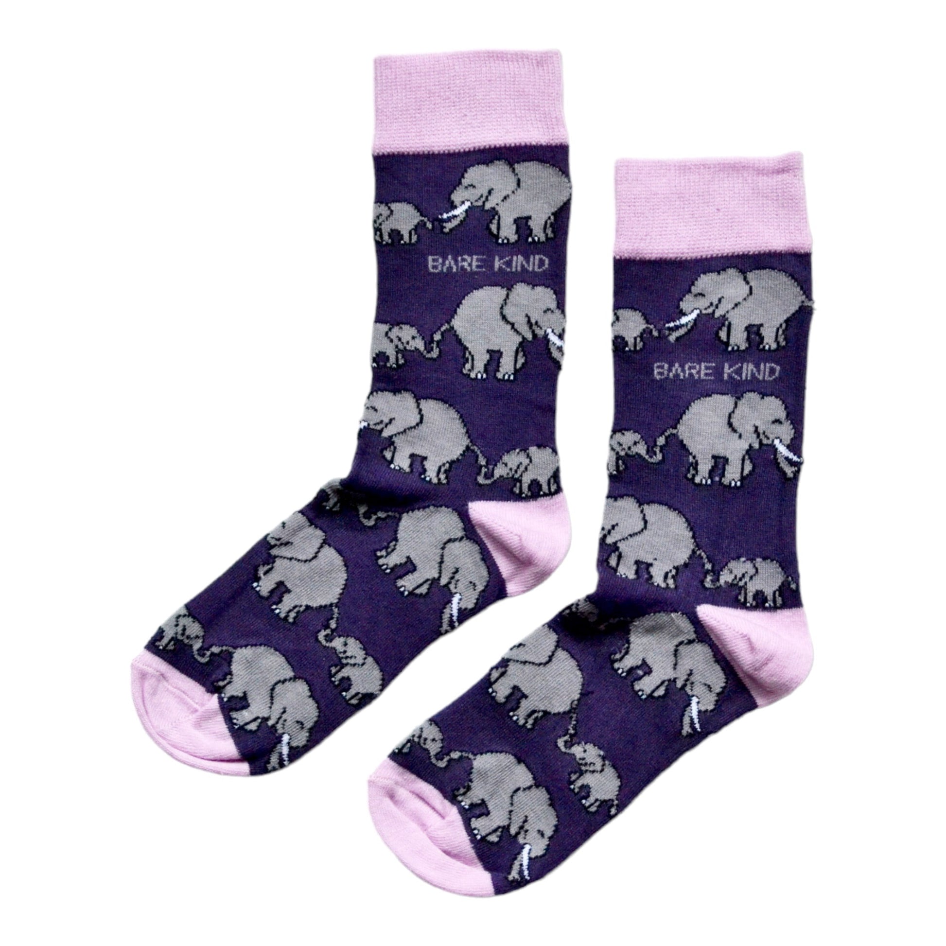 flat lay of purple and pink elephant bamboo socks