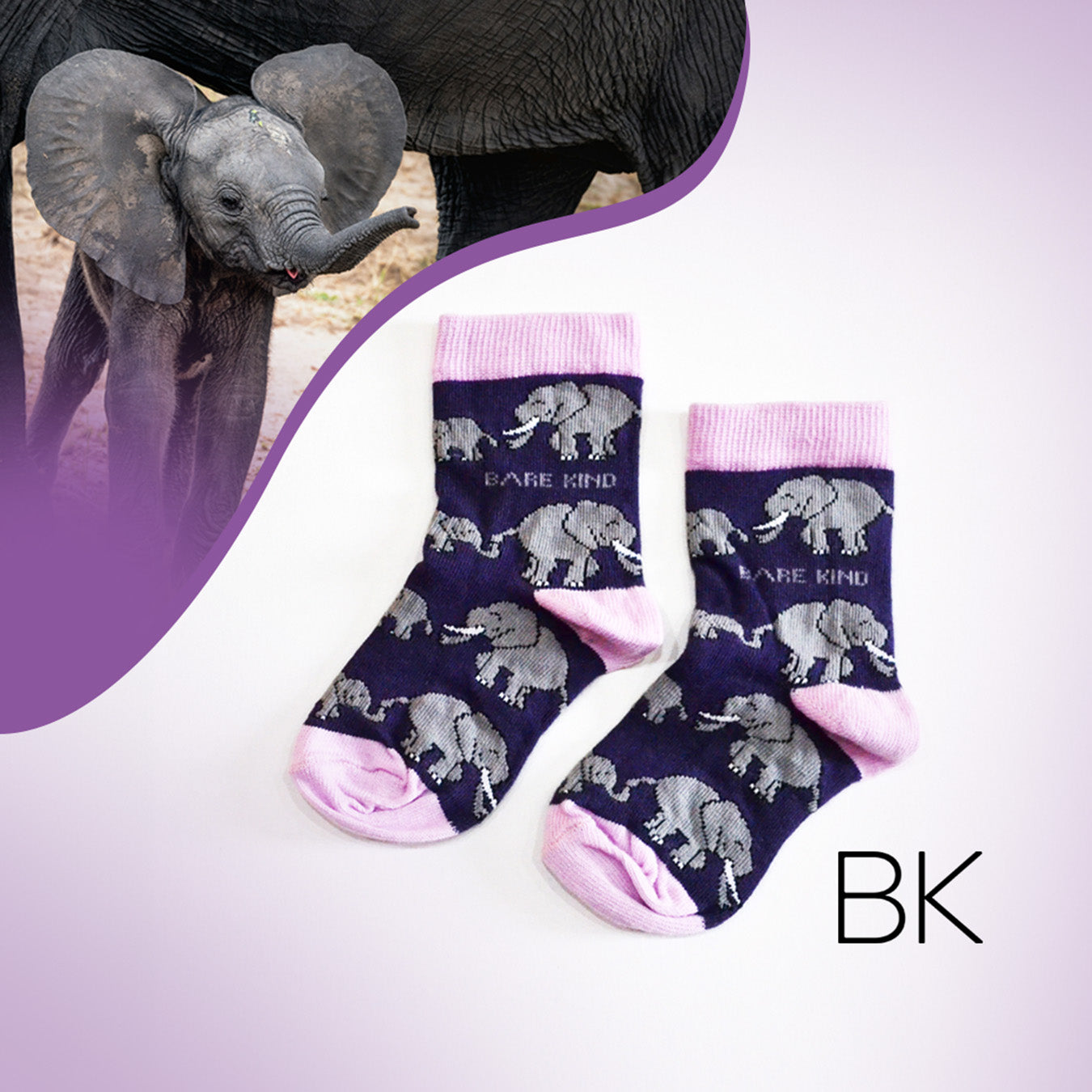 Save the Elephants Bamboo Socks for Kids