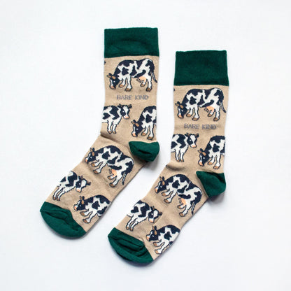 flat lay of cow bamboo socks