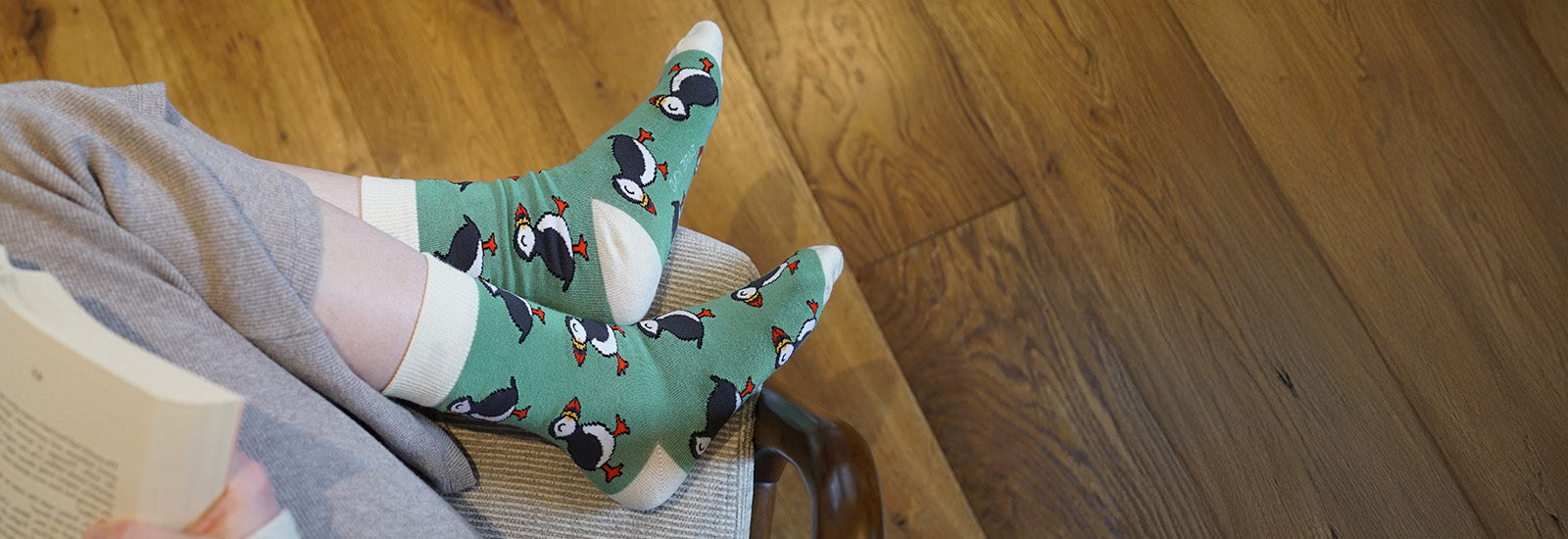 green puffin bamboo socks