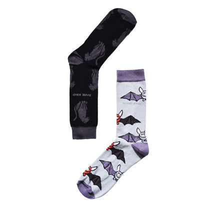 Flat lays of black panther and bats bamboo socks