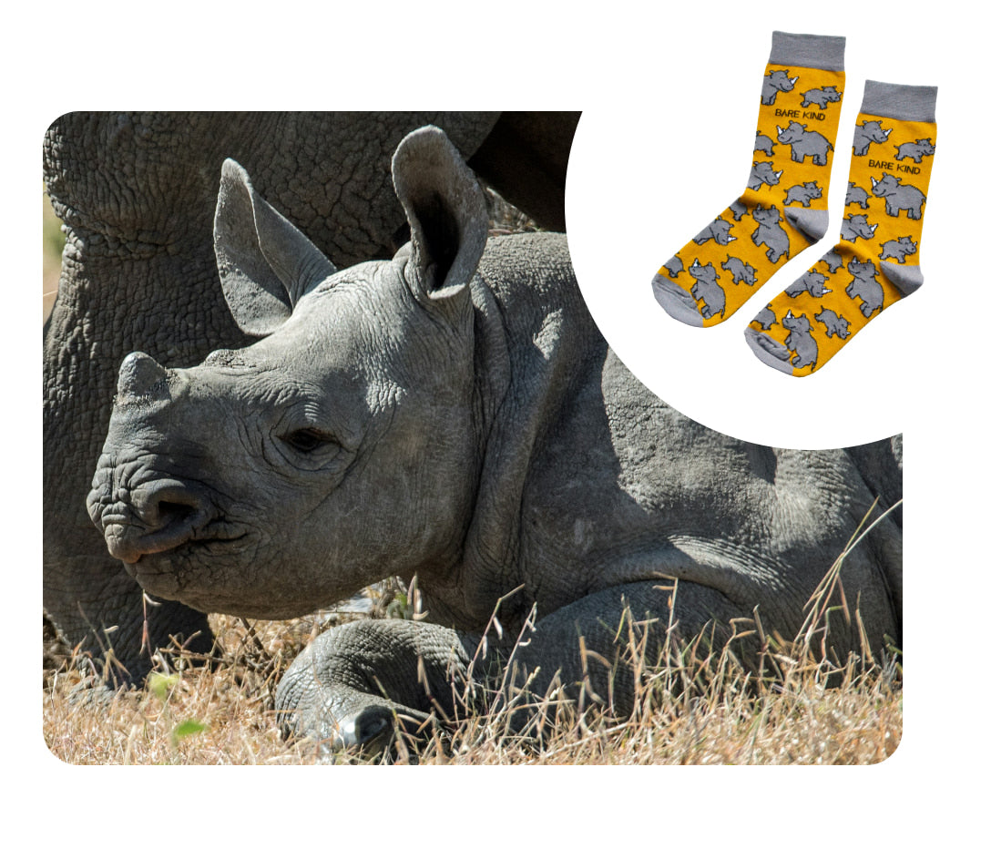 rhino and yellow grey rhino bamboo socks