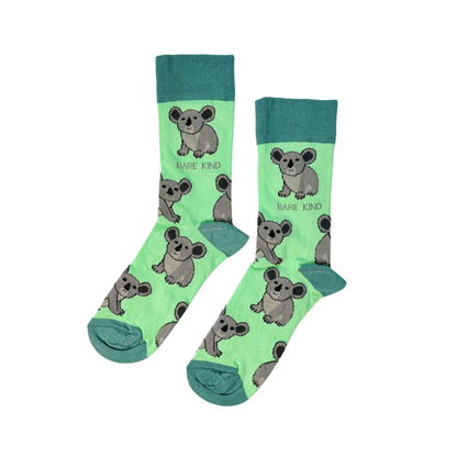 flat lay of koala socks made with bamboo fibre