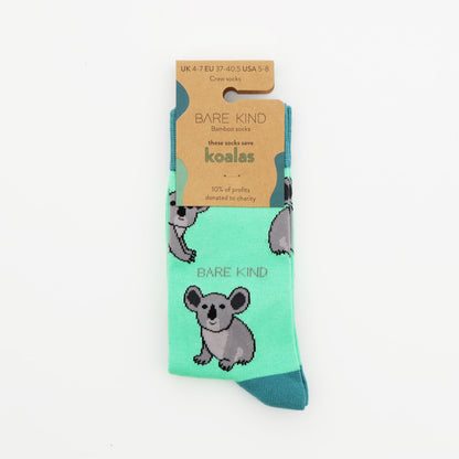 packaging of green koala bamboo socks