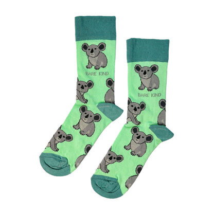 flat lay of koala socks made with bamboo fibre