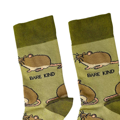 close up to green mouse bamboo socks