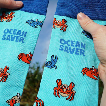 blue ocean saver crab bamboo socks