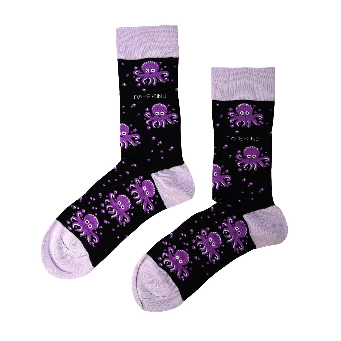 flat lays of purple octopus bamboo socks