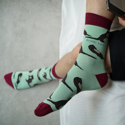 model wearing otter bamboo socks