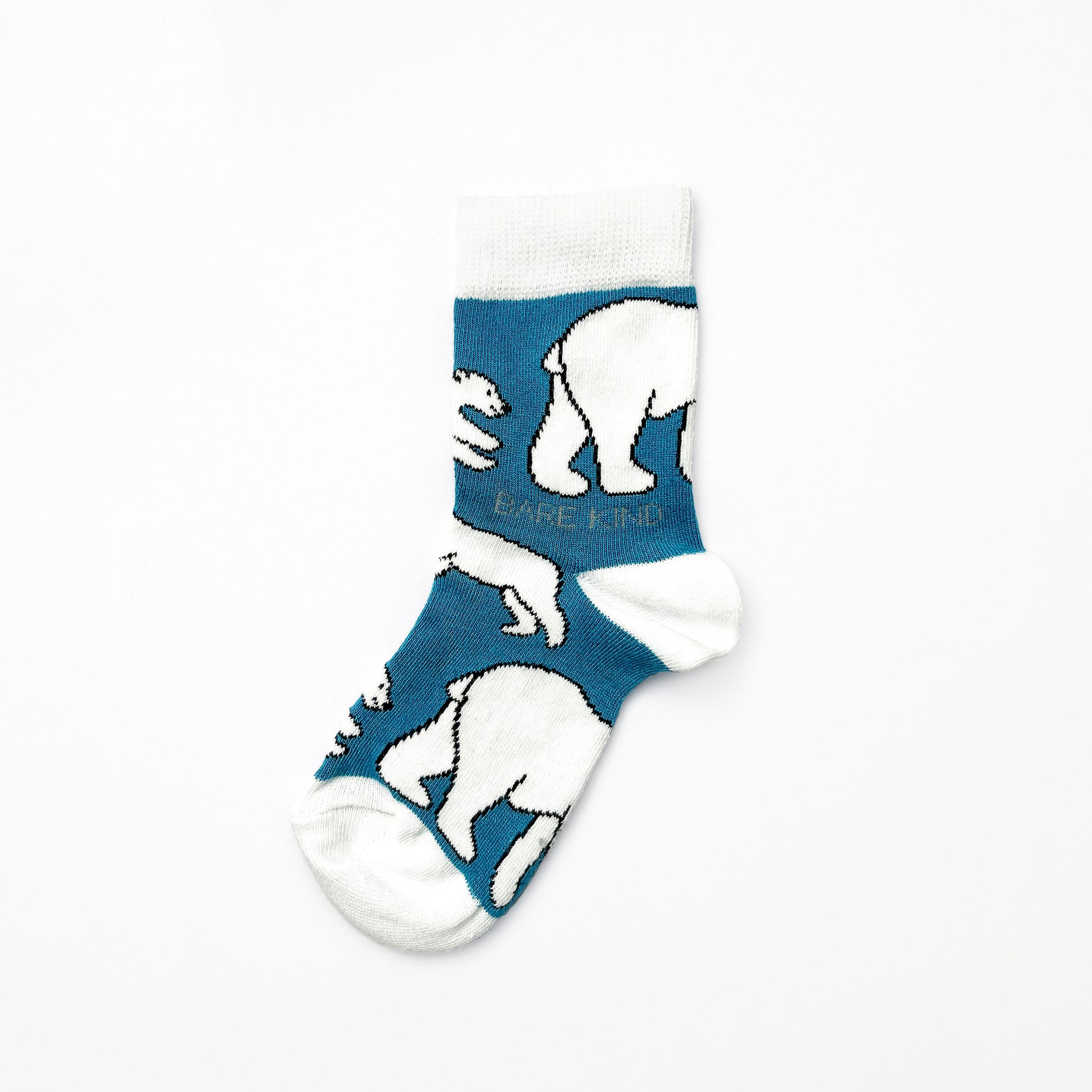 single sock flat lay of bamboo kids socks in polar bear design