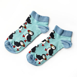 baby blue puffin trainer socks 
