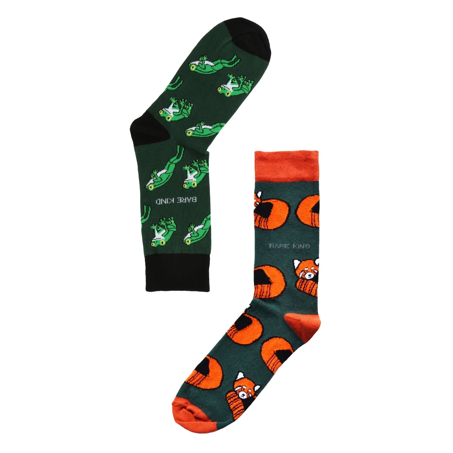 tree frogs and red pandas bamboo socks