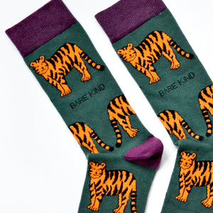 Endangered Animal Socks for Men, Tiger Print