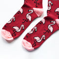toe closeup flat lay of hot pink flamingo socks 